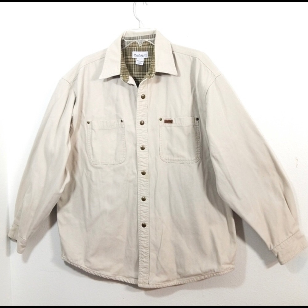 Carhartt plaid flannel lined thick shacket shirt jacket L